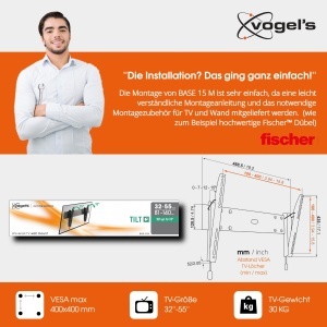 Suport TV Vogels Base 15M, neigabil, pentru televizoare 32-55 inch, 30 kg - Img 5