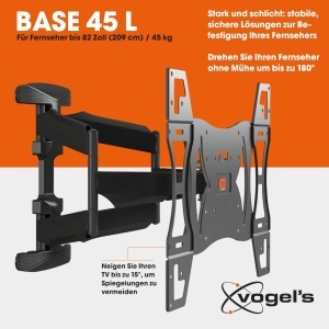 Suport TV Vogels Base 45 L, pentru televizoare 40-80 inch, max. 45 kg, inclinabil si rotativ - Img 3