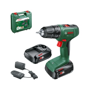 Surubelnita cu acumulator Bosch EasyDrill 18V-40 (insurubare sau gaurire in lemn, metal si plastic; sistem de 18 volti; 1x baterie de 2,0 Ah; in carcasa) - Img 1