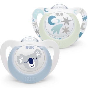 Suzeta pentru bebelusi NUK Star 0-6 luni Night Day Silicon BPA-free Blue Koala 2 bucati