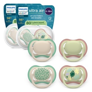 Suzeta Philips Avent Ultra Air SCF08726 6-18 luni silicon moale BPA-free set 4 bucati