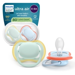 Suzete Philips Avent Ultra Air SCF08701 0-6 luni silicon BPA-free set 2 bucati cu sterilizator