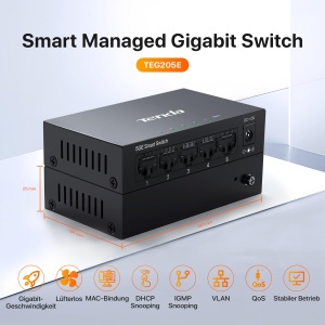 Switch Gestionat Tenda TEG205E 5 Porturi Gigabit Negru - Img 2