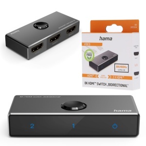 Switch HDMI Hama 8K, bidirectional, 2 intrari1 iesire, 1 intrare2 iesiri, negru