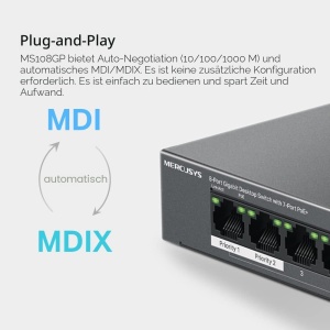Switch PoE Mercusys MS108GP, 8-Porturi Gigabit, 7 Porturi PoE, 65W - Img 9