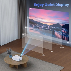 T TOPVISION Bluetooth 5.1 Mini Beamer - 9500Lumens Multimedia Home Theater Beamer, nativ 1080P cu ecran de 100'' compatibil cu HDMI, USB, AV, Smartphone, Pad, TV Box, Laptop - Img 5