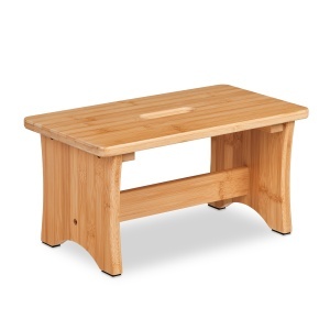 Taburet din bambus Relaxdays, 20.5 x 40 x 22 cm, rezistent la umiditate - Img 1