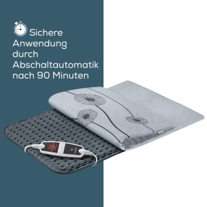 Tampon de incalzire Beurer HK 125 (format XXL, cu 6 niveluri de temperatura, oprire automata si comutator LED, spalabil la masina), gri, 1 bucata (pachet de 1), 60 x 40 cm - Img 4