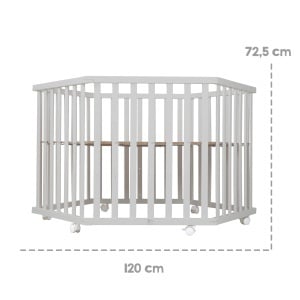 Tarc de joaca hexagonal din lemn Roba, cu inaltime reglabila, culoare taupe - Img 8