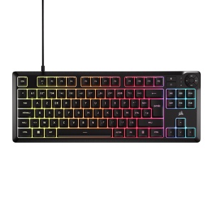 Tastatura Gaming Corsair K55 Core TKL RGB, Tenkeyless, Negru, 8 Zone RGB