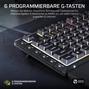 Tastatura Gaming Corsair Skiff 100 Plus, RGB, 6 G-taste, Negru - Img 3