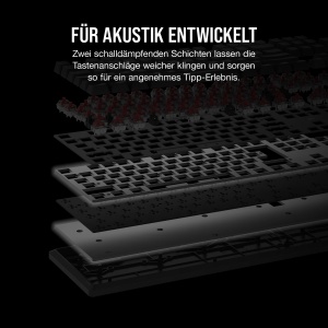 Tastatura mecanica pentru jocuri Corsair K70 CORE RGB cu suport pentru incheietura mainii - Comutatoare liniare rosii MLX prelubrifiate - Atenuare a sunetului - Compatibil iCUE - Aspect QWERTZ DE - Negru - Img 7