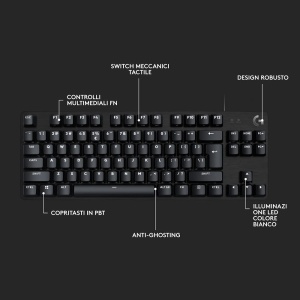 Tastatura mecanica pentru jocuri Logitech G G413 TKL SE - Tastatura compacta cu retroiluminare cu comutatoare tactile mecanice, anti-ghosting, compatibila cu Windows, MacOS, italiana - Img 6