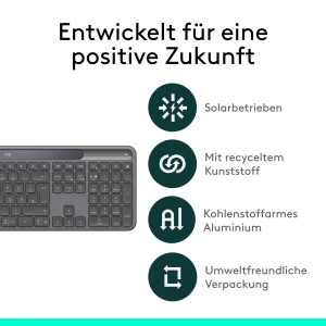 Tastatura Wireless Logitech Signature Slim Solar K980, Autonomie 10 Ani, 70 Plastic Reciclat - Img 9