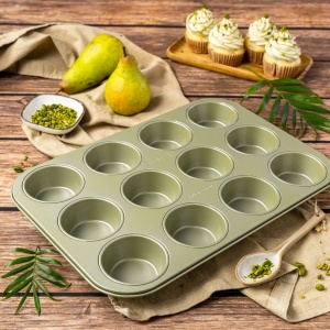 Tava de briose Zenker pentru 12 bucati - Tava de copt de inalta calitate si stabila in verde pentru briose si briose - Tava de 12 briose cu acoperire antiaderenta vegana - Img 6