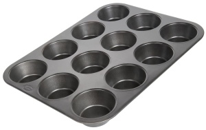 tava de copt antiaderenta wenco Muffin tin 12, poate fi spalata in masina de spalat vase, otel carbon - tava de briose pentru 12 briose - rezistenta la caldura pana la 220degC, neagra