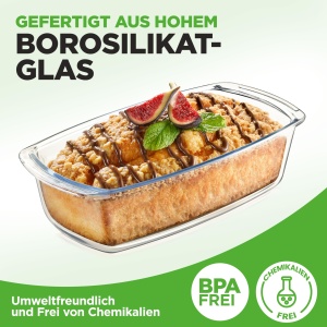 Tava de copt din sticla NutriChef 3 piese 1,8 L - Borosilikat, transparenta - Img 3