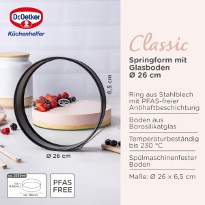 Tava de copt Dr. Oetker Classic cu fund de sticla 26 cm, rezistenta la zgarieturi, antiaderenta - Img 3