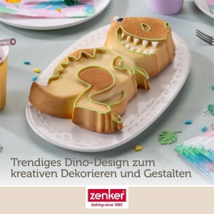 Tava de copt Silikon Zenker Dinosaurier, 24 x 16,5 x 5 cm, Platin Silikon - Img 7