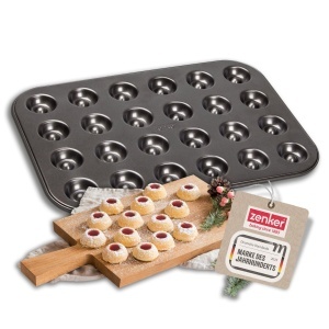 Tava de copt Zenker pentru 24 Husarenkrapfen si Engelsaugen, 38 x 27 cm, antiaderenta