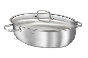Tava de cuptor Rosle Elegance ovala, inox 1810, capacitate 8L, cu capac din sticla