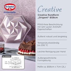 Tava pentru Gugelhupf Dr. Oetker Origami, 2000ml, Rose-Gold, Antiaderenta - Img 2