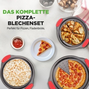 Tava pentru pizza NutriChef Pizzablech 3 piese, 24 cm, 28 cm si 33 cm, antiaderenta - Img 8
