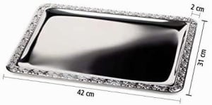Tavita din inox APS 382 Schoner Essen - 42x31 cm, cu margine decorativa - Img 2