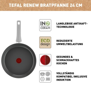 Tefal Renew On C42704 Tigaie 24 cm Ceramica Antiaderenta Compatibila Inductie Gri - Img 4