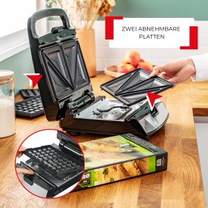 Tefal Snack Collection SW852D Aparat Sandwich si Waffe 700W NegruArgintiu - Img 2
