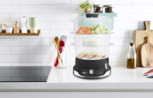 Tefal VC2048 Abur ultracompact | Sistem de depozitare stivuibil | Gatit sanatos | 3 atasamente fara BPA | Cronometru de 60 de minute | Completarea in timpul gatitului | Capacitate 9 L | Incl. insertie de orez | 800 W - Img 6