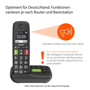 Telefon DECT Gigaset E290A DUO - 2 telefoane fara fir, cu anuntare vocala, mari tasti, negru - Img 2