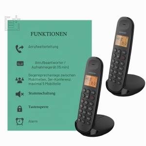 Telefon DECT Logicom Iloa 255T cu 2 Mobilteile, Anrufbeantworter si Freisprechfunktion, Negru - Img 4