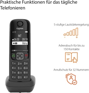 Telefon fara fir Gigaset AS690HX cu display mare, negru, compatibil cu routere - Img 4