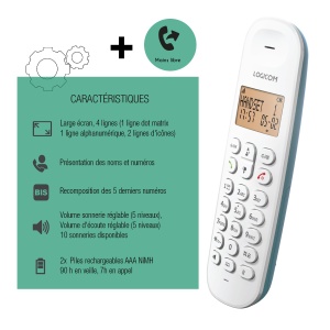 Telefon fix fara fir Logicom ILOA 150, display 4 linii, freisprech, turcoaz - Img 2