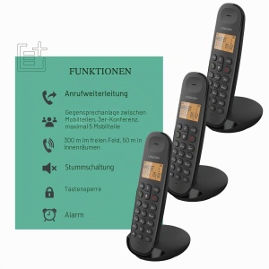 Telefon fix fara fir Logicom Iloa 350 Trio - 3 mobilteile, freisprech, negru - Img 4