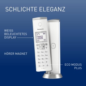 Telefon fix Panasonic KX-TGK220GW alb design compact blocare apeluri nedorite - Img 2