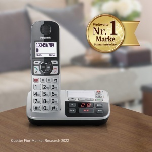Telefon fix wireless Panasonic KX-TGE522GS, pentru seniori, cu functie SOS, 2 receptoare, negru-argintiu - Img 7