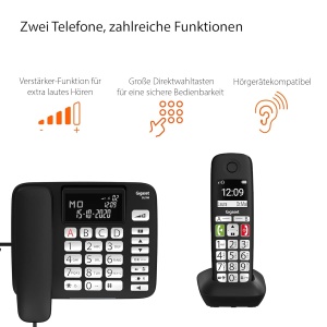 Telefon Gigaset DL780 Plus cu mobil, extralaut, compatibil cu aparate auditive, negru - Img 3