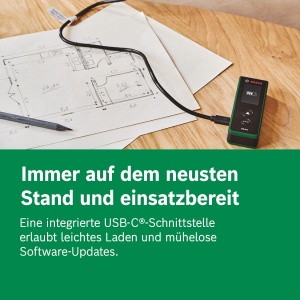 Telemetru laser Bosch Zamo de generatia a 4-a cu 3 atasamente (masurare simpla si precisa pana la 25 m, baterii reincarcabile prin USB-C, cu interfata adaptor, intr-o cutie de comert electronic) - Img 8