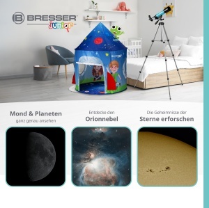 Telescop pentru copii Bresser Junior 50360, refractor, azimutal, cu cort, albastru - Img 5