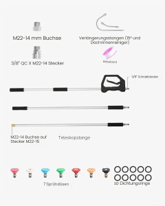 Telescop Stab VEVOR SSG06 2775 mm, 3-TLG, 4000 PSI, cu 7 Duze - Img 7