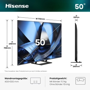 Televizor Smart Hisense 50U7DSE, 50 inch, 4K UHD, Hi-QLED Mini LED - Img 2