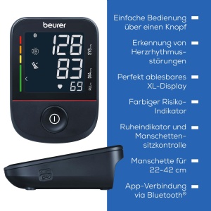 Tensiometru Beurer BM 48, operare usoara cu un singur buton, masurare blanda si rapida, detectarea aritmiei, afisaj mare, cu conexiune la aplicatie, manseta pentru 22-42 cm - Img 7