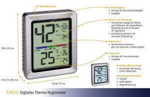 Termohigrometru digital TFA Dostmann EXACTO 30.5047.54, cu senzor de precizie, pentru monitorizarea umiditatii si temperaturii - Img 2