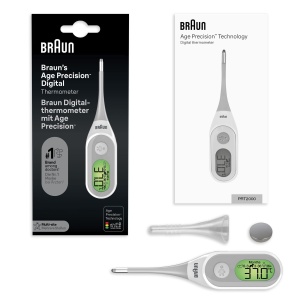 Termometru digital de precizie Braun Age | Stick digital pentru diverse Locuri de munca | Oral, rectal sau sub axila | Potrivit pentru bebelusi si copii | Brandul #1 printre medici(1) | PRT2000 - Img 6