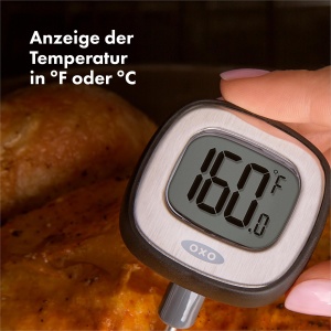 Termometru digital pentru carne OXO Good Grips cu afisaj instantaneu - otel inoxidabil - argintiunegru - Img 5