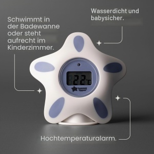 Termometru pentru baie si camera Tommee Tippee Closer to Nature, alb-verde, LED - Img 4