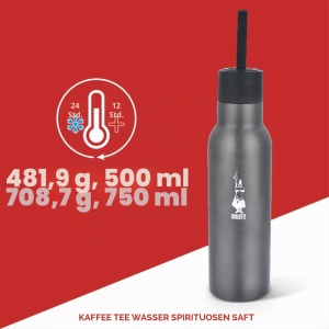 Termosflasca Bialetti, inox, 500 ml, gri, mentine bauturile 12h calde si 24h reci - Img 3