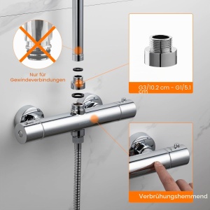 Termostat pentru dus GRIFEMA G17005 Berlin, crom, cu protectie impotriva arsurilor - Img 5